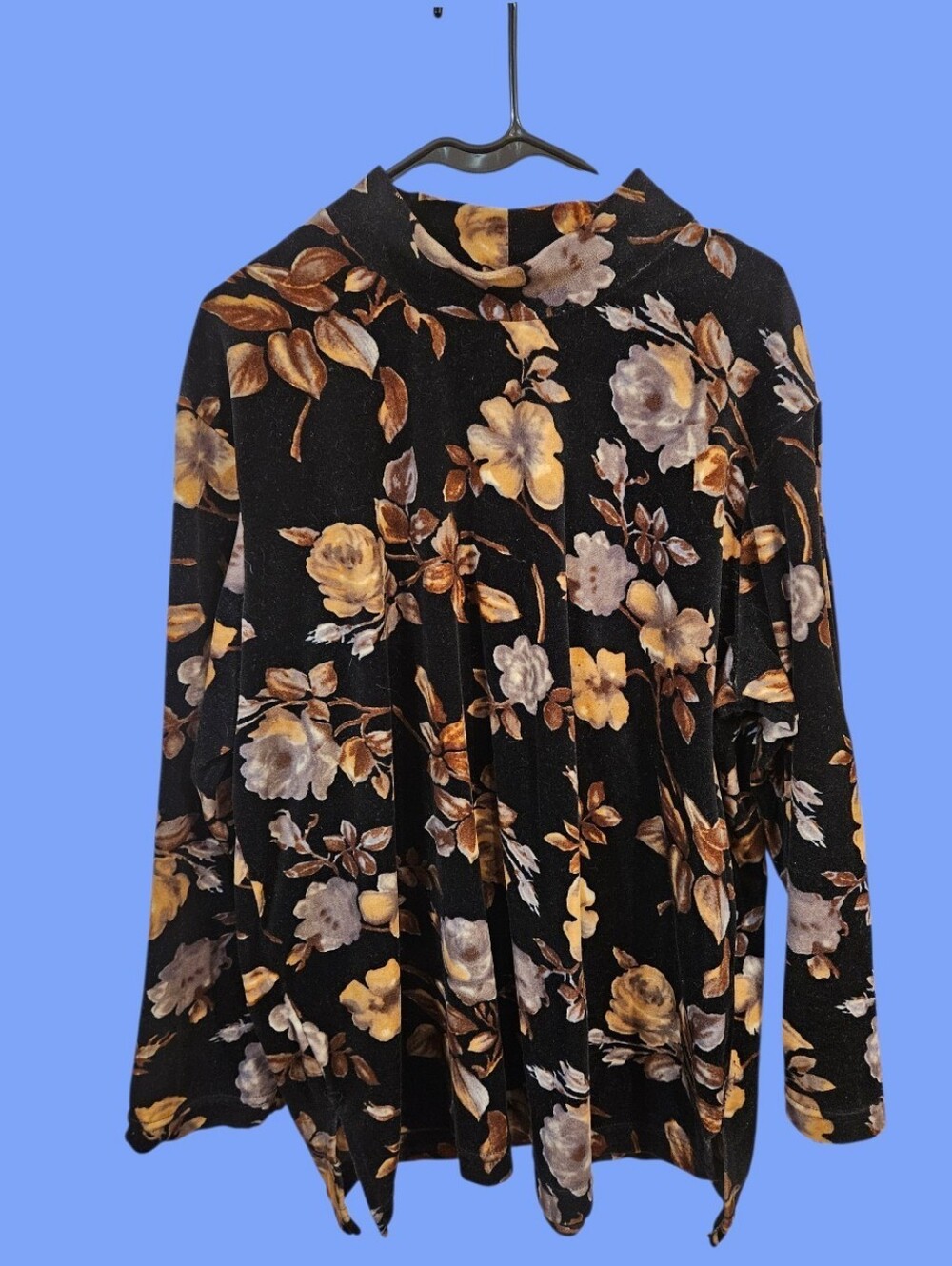 Bentley Black Floral Velvet Turtleneck